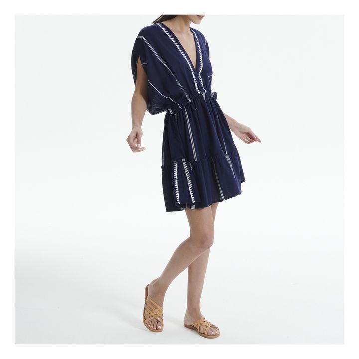Nunu Plunge Neck Short Dress | Blu marino- Immagine del prodotto n°7