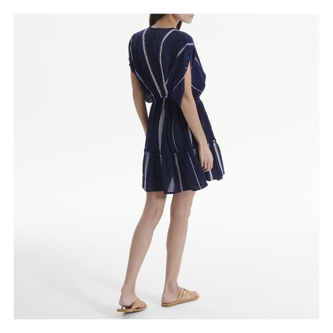 Nunu Plunge Neck Short Dress | Navy blue