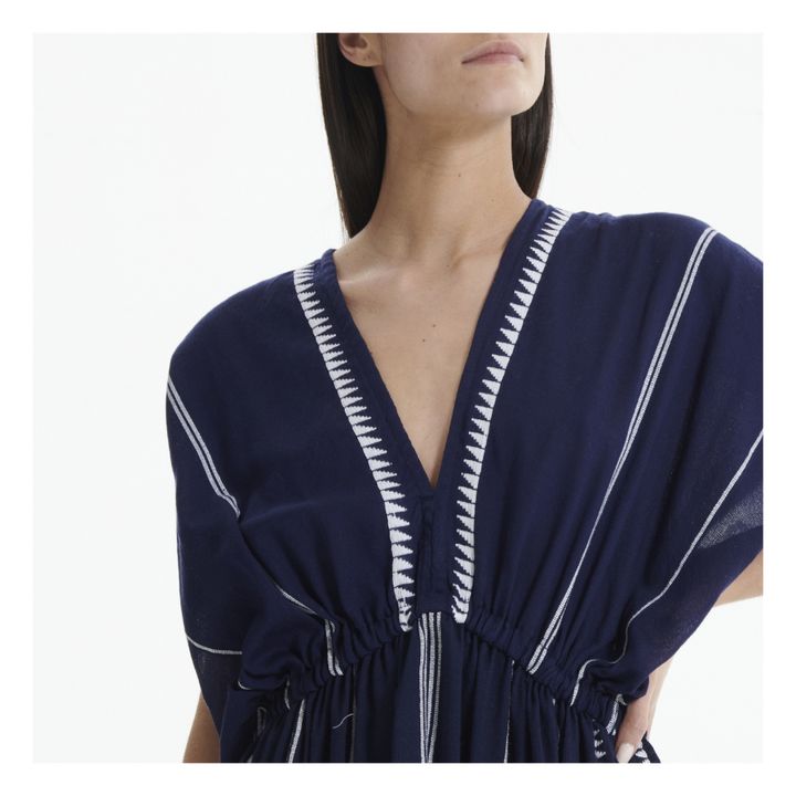 Nunu Plunge Neck Short Dress | Blu marino- Immagine del prodotto n°9