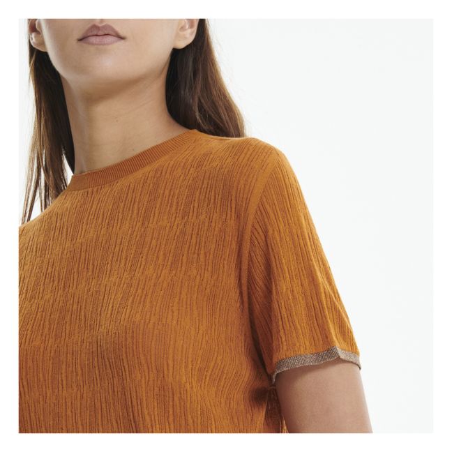 Beacon Textured Cotton Knit Top Orange