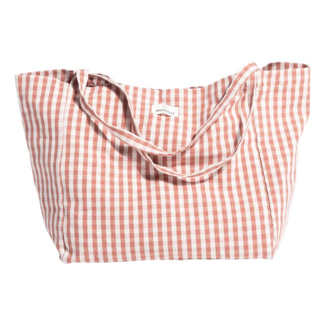 Sac à main en coton imprimé Vichy | Rouge brique