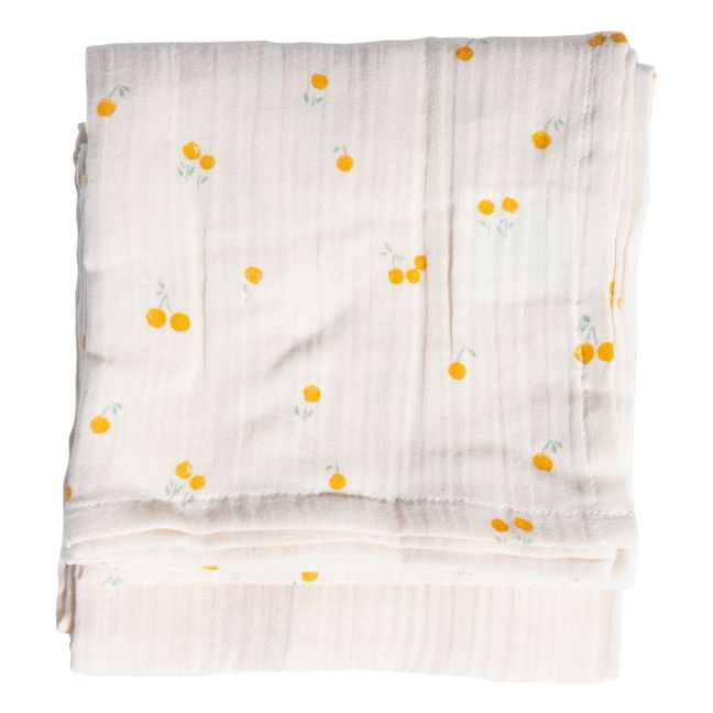 Duo de mantas de algodón orgánico Blossom | Azafrán