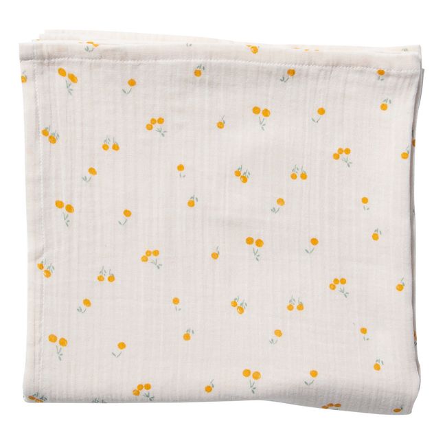 Maxi manta de algodón orgánico Blossom Azafrán
