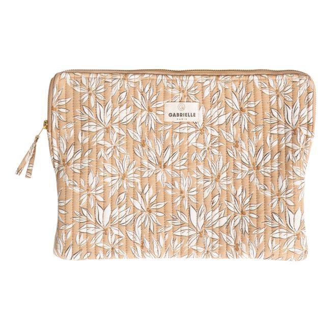 Laptoptasche aus bedruckter Baumwolle Palma | Beige