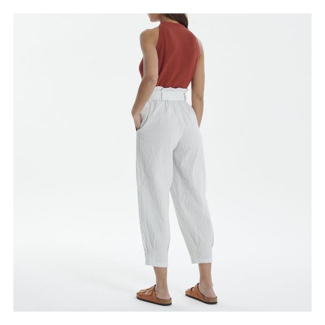 Pantaloni Paperbag Oakland Seersucker Bianco