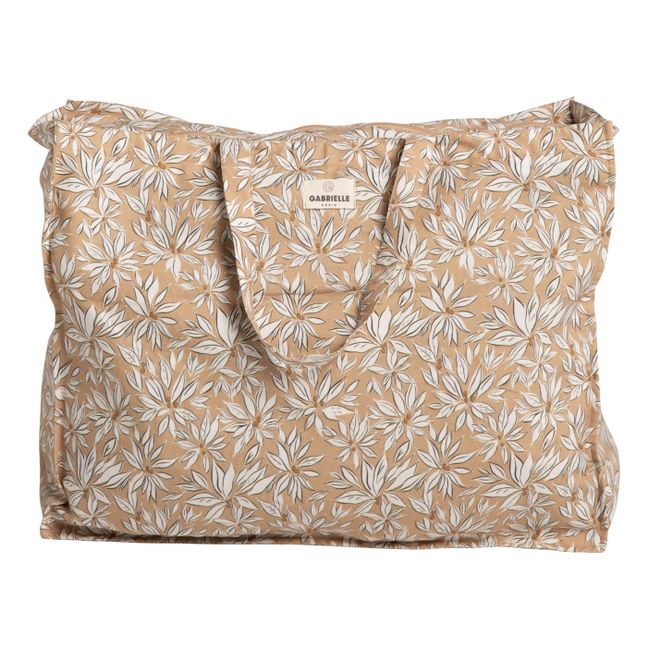 Palma Cotton Print Overnight Bag | Beige