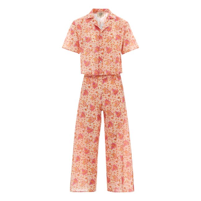 Exclusivität Alma Deia x Smallable Pyjama Party - Pyjama Hemd + Hose Ginger - Damenkollektion - Seidenfarben
