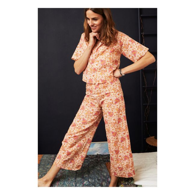 Exclusivité Alma Deia x Smallable Pyjama Party – Pyjama Chemise + Pantalon Ginger - Collection Femme - Ecru