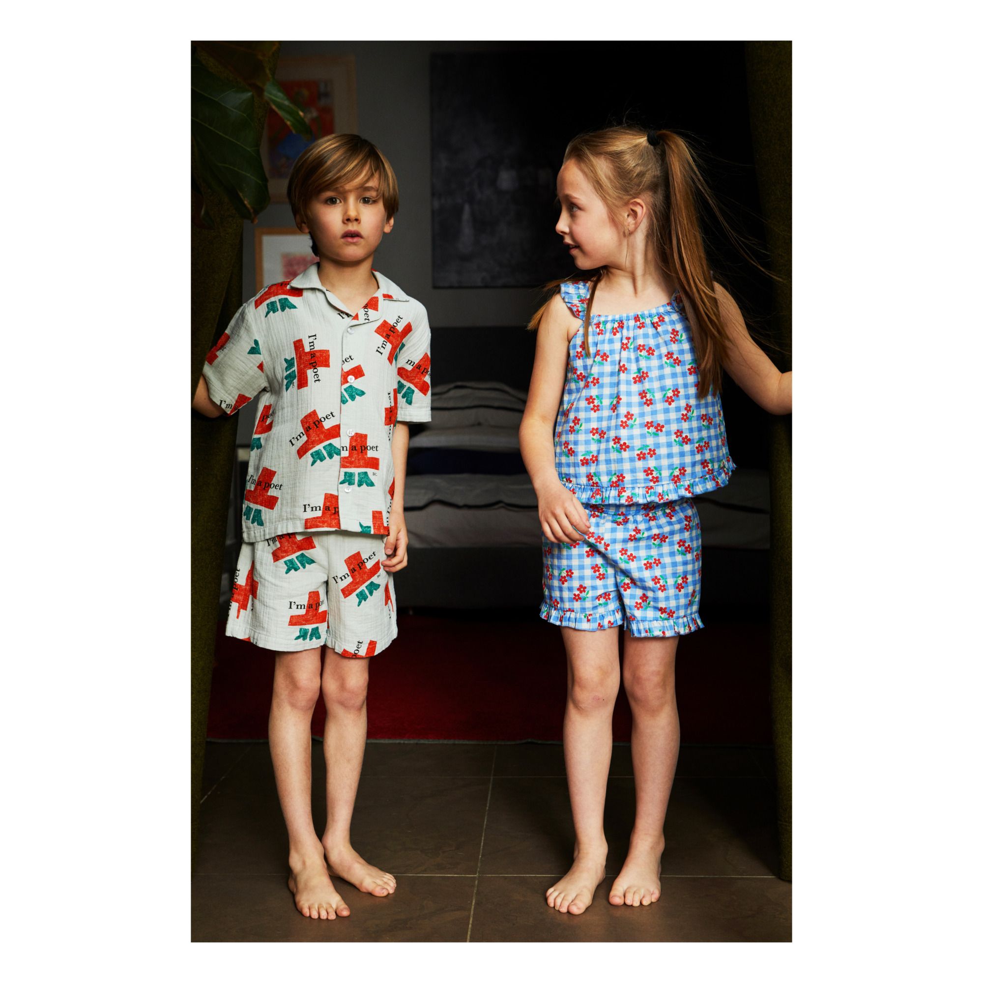 Swan Pyjama Shirt + Shorts Set - Bobo Choses x Smallable Pyjama Party Exclusive Grey- Product image n°1