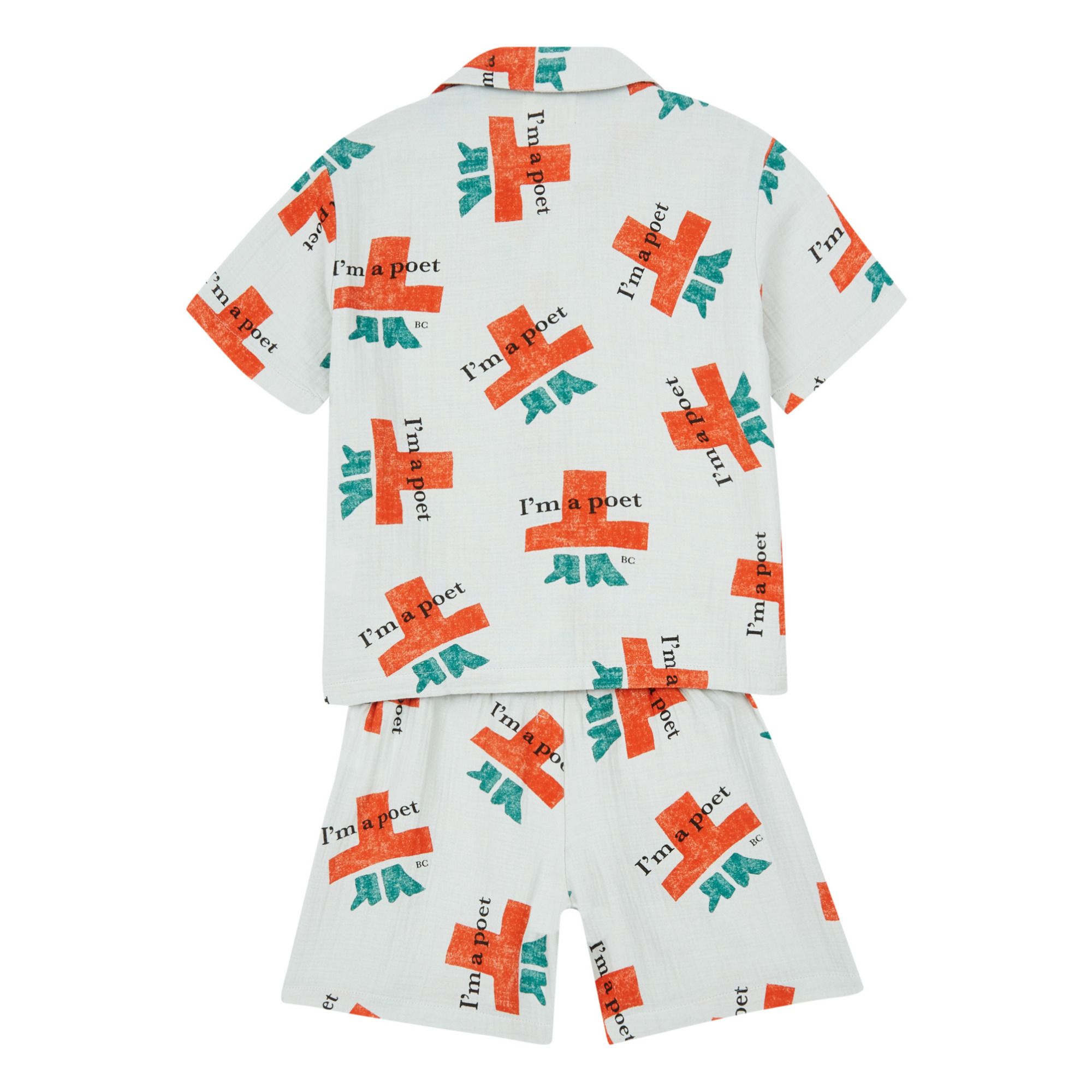 Swan Pyjama Shirt + Shorts Set - Bobo Choses x Smallable Pyjama Party Exclusive Grey- Product image n°3