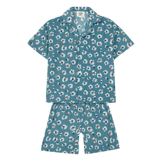 Exclusivität Gabrielle Paris x Smallable Pyjama Party - Pyjama Hemd + Shorts Swan | Blau