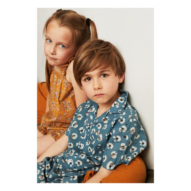 Exclusivität Gabrielle Paris x Smallable Pyjama Party - Pyjama Hemd + Shorts Swan Blau