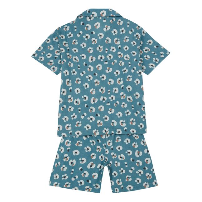 Exclusivität Gabrielle Paris x Smallable Pyjama Party - Pyjama Hemd + Shorts Swan | Blau