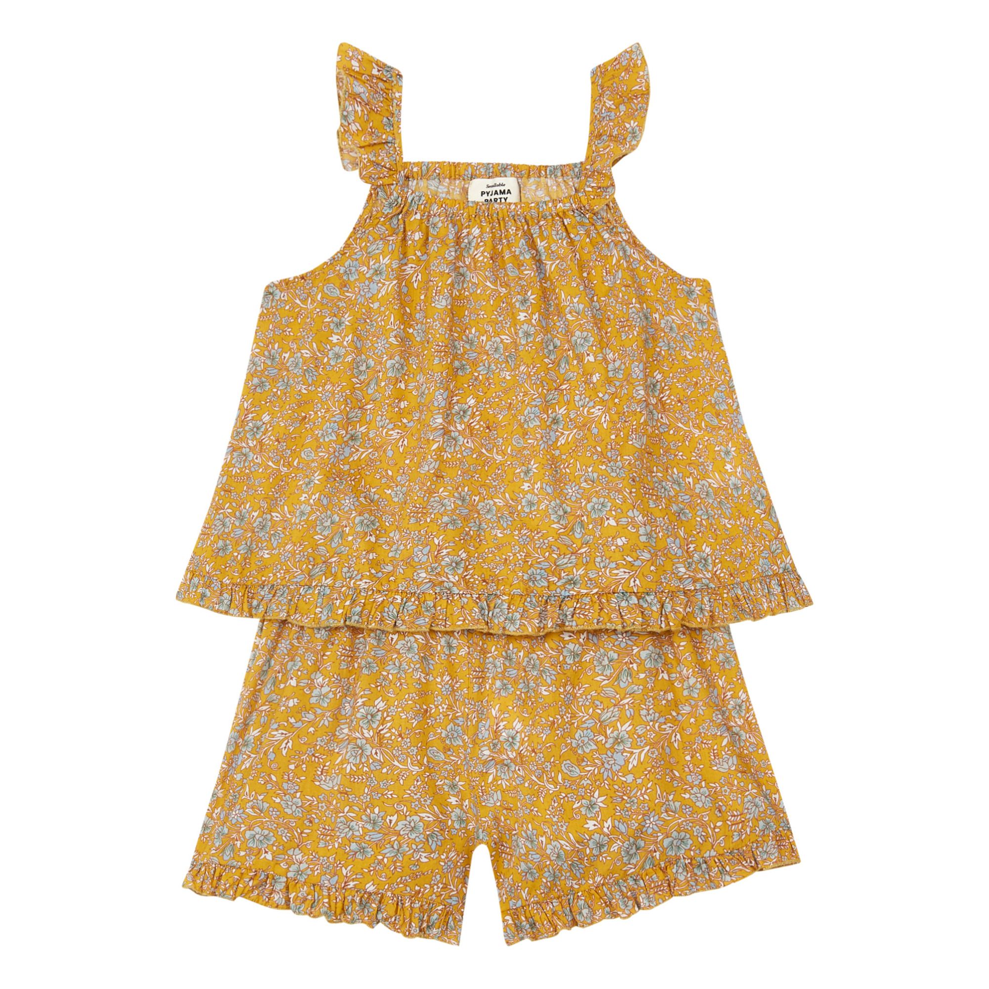Julia Pyjama Top + Shorts Set - Louis Louise x Smallable Pyjama Party Exclusive Ochre- Product image n°0
