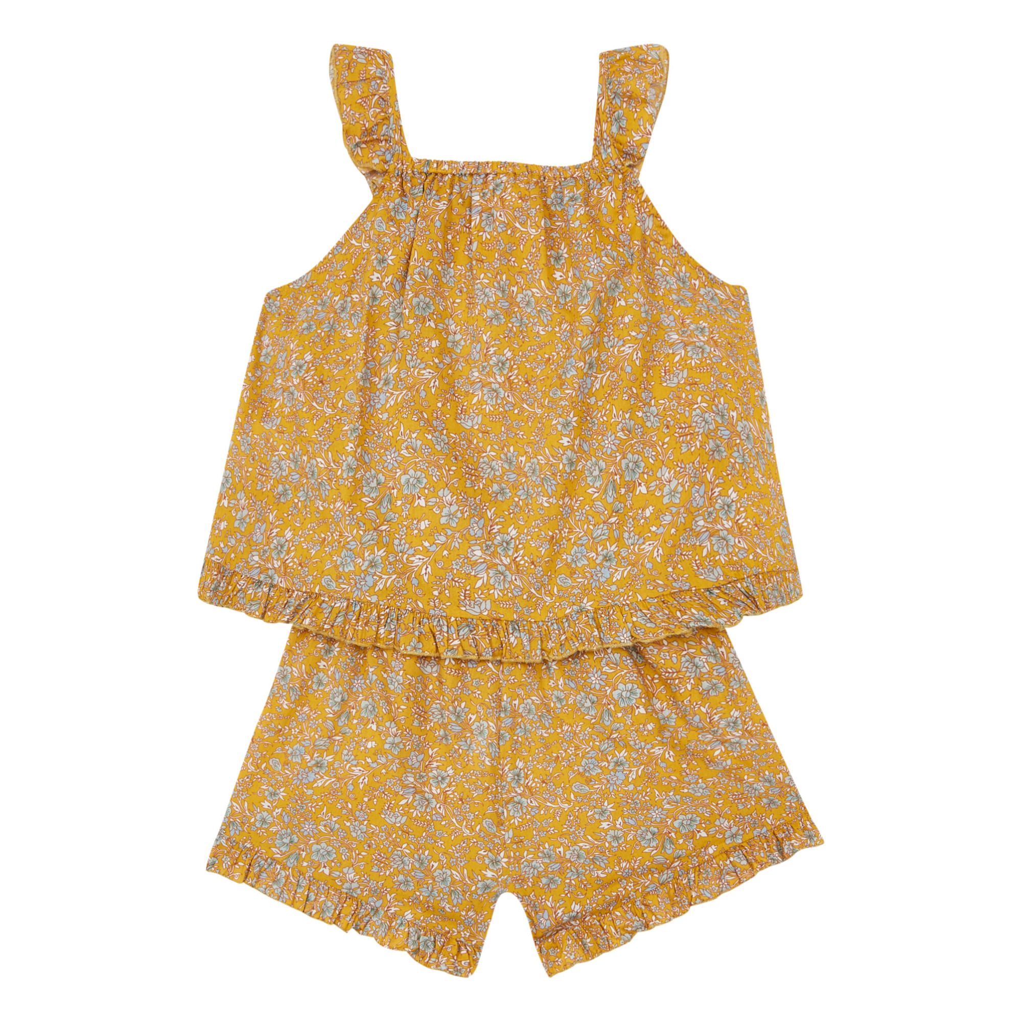 Julia Pyjama Top + Shorts Set - Louis Louise x Smallable Pyjama Party Exclusive Ochre- Product image n°3