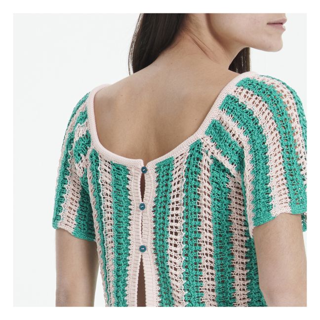 Striped Crochet Top Blu