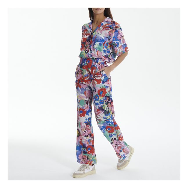 Gaby Floral Print Trousers Rosso