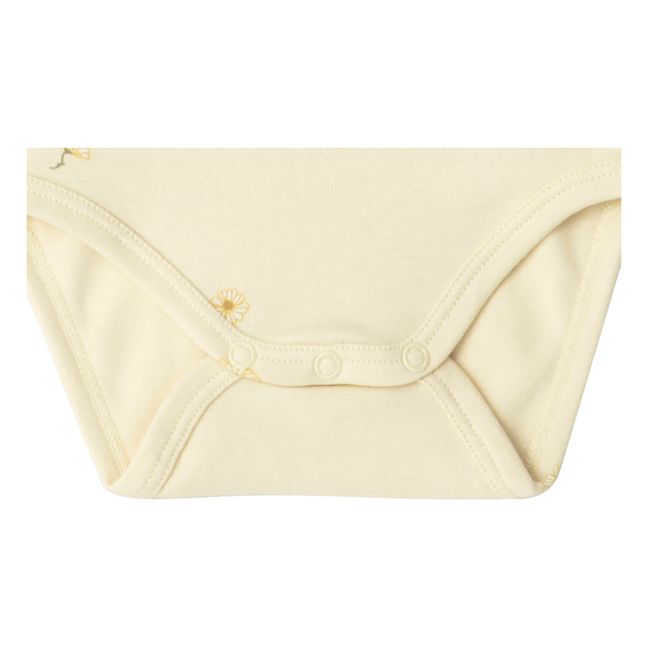 Daisy Cotton Jersey Short Sleeve Baby Bodysuit | Vanilla