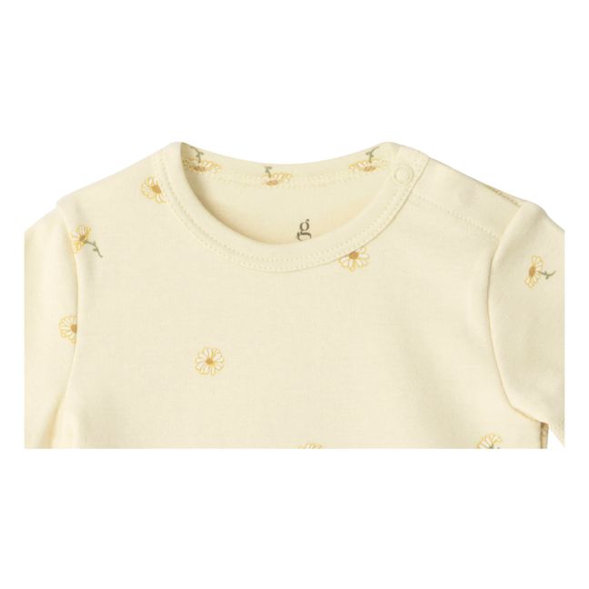 Daisy Cotton Jersey Short Sleeve Baby Bodysuit | Vanilla