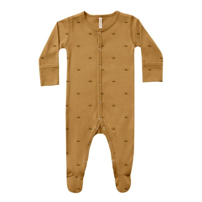 Organic Cotton Footed Jumpsuit Ocre