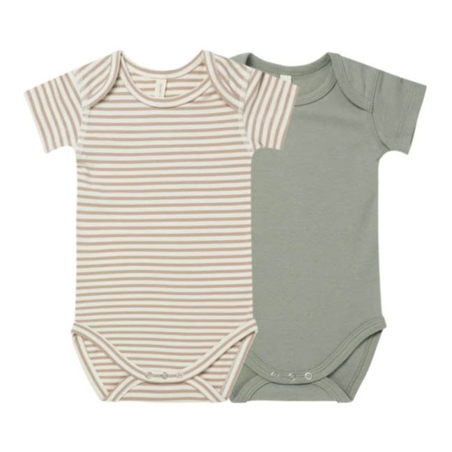 Organic Cotton Baby Bodysuits - Set of 2 Grey blue