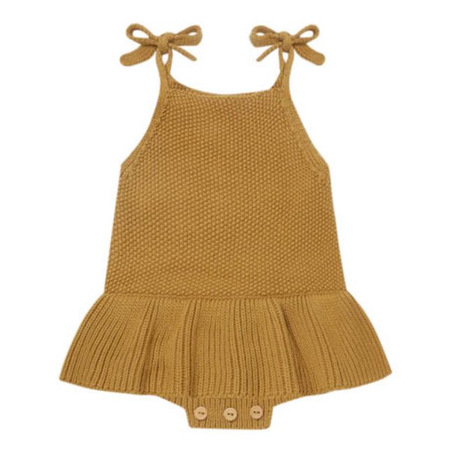 Knitted Organic Cotton Romper Ocre