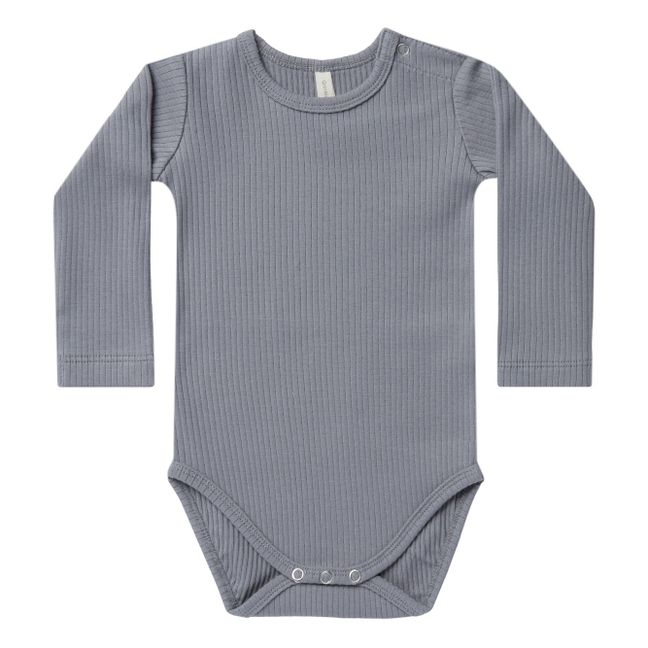 Ribbed Organic Cotton Baby Bodysuit Blu