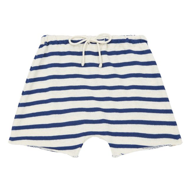 Striped Fleece Baby Shorts Blu marino