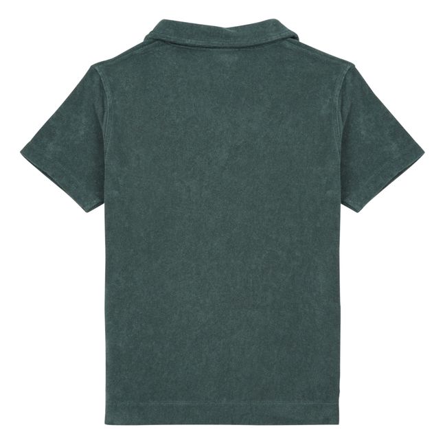 Terry Cloth Polo Shirt Grey-green