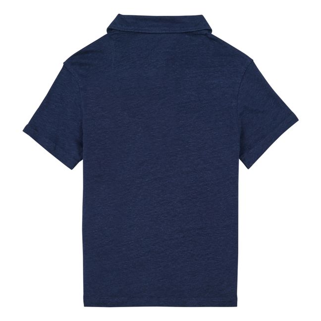 Linen Polo Shirt Navy blue