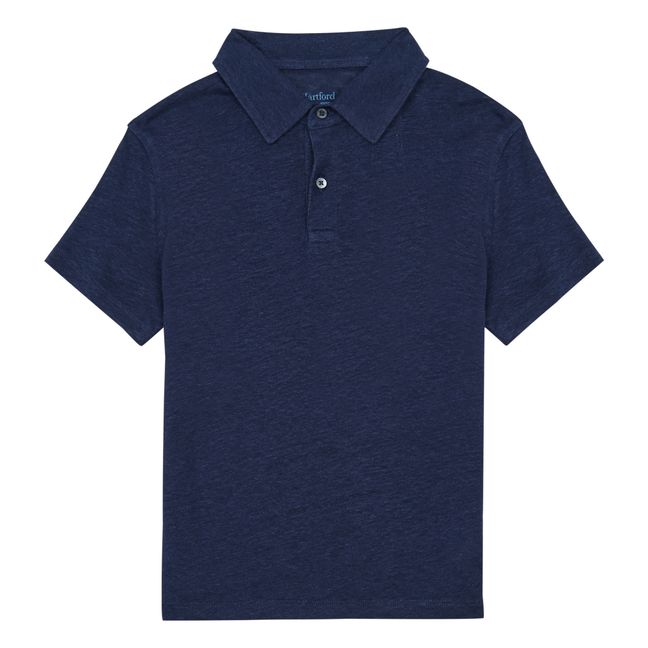 Linen Polo Shirt Navy blue