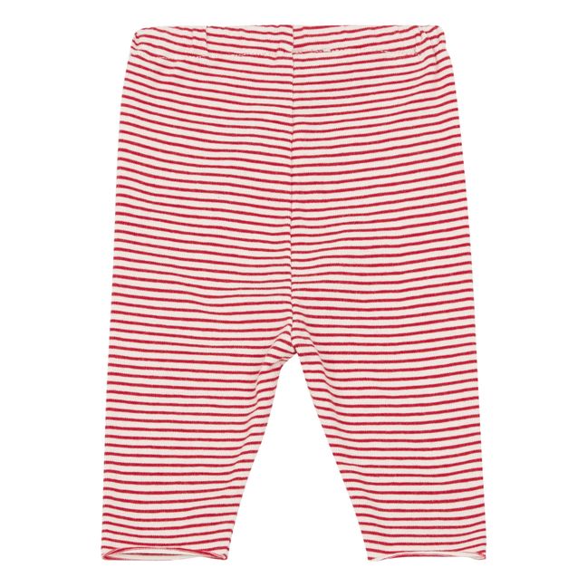 Jersey Striped Leggings Red