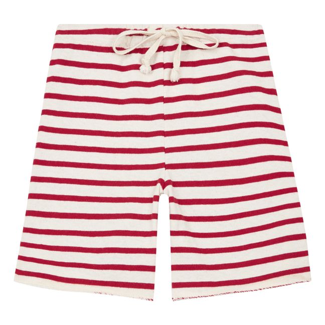 Striped Fleece Shorts Red