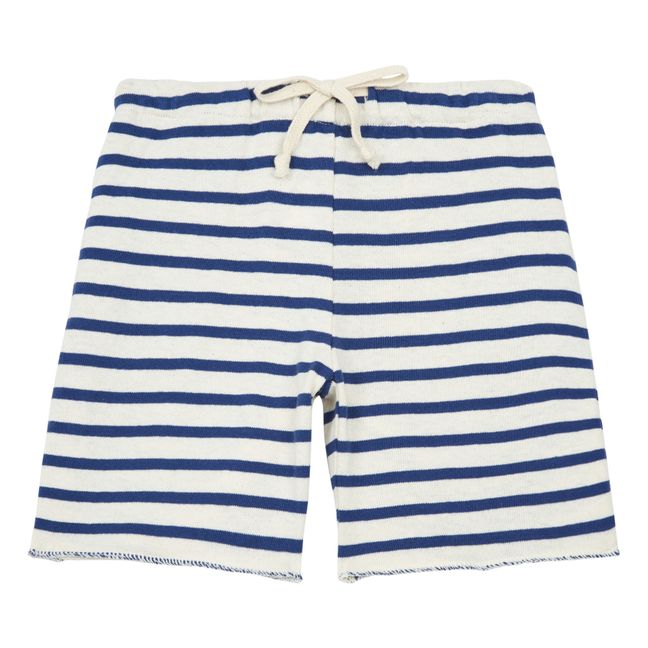 Striped Fleece Shorts Navy blue