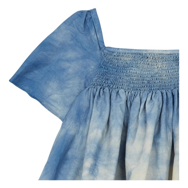 Kollaboration Longlivethequeen x Smallable - Kleid Tie & Dye Bio-Baumwolle Blau