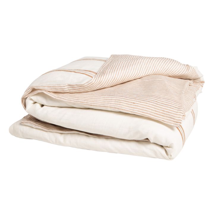 Wendbarer Bettdeckenbezug aus gewaschenem Leinen gestreift | Kaffee- Produktbild Nr. 2