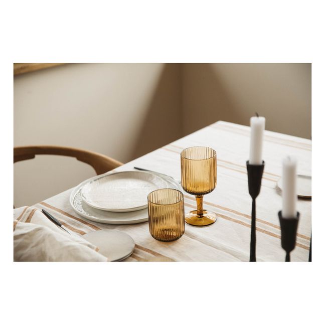 Striped Washed Linen Tablecloth | Coffee