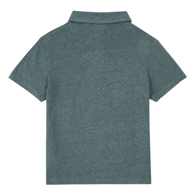 Linen Polo Shirt Grey-green