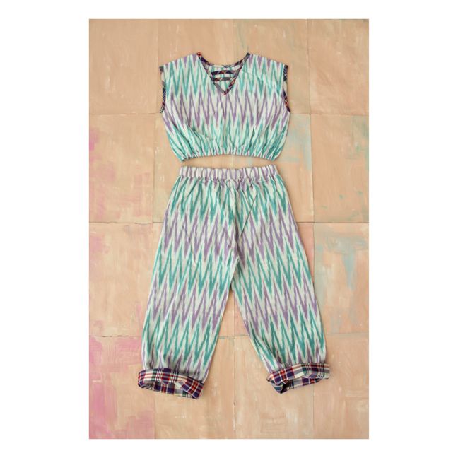 Ikat Top and Trousers Set Green
