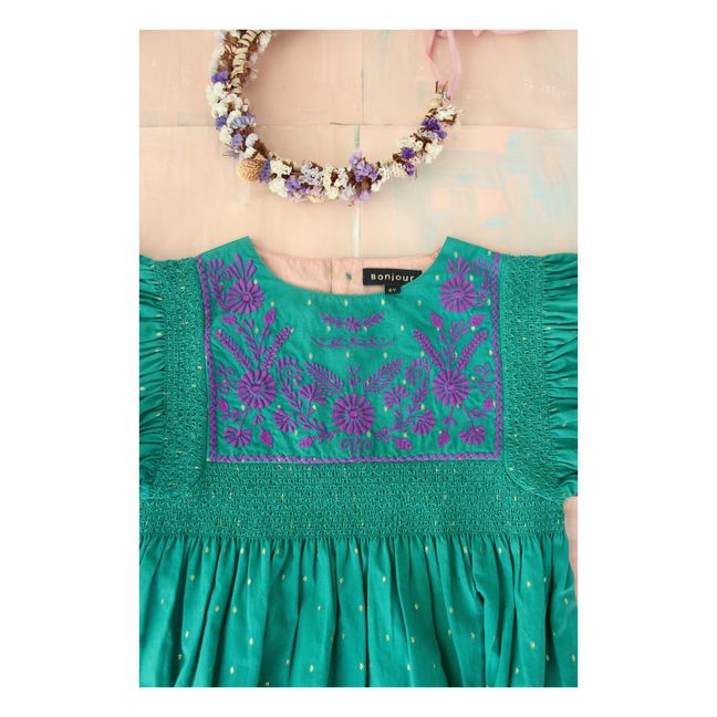 Rosalie Embroidered Dress Green
