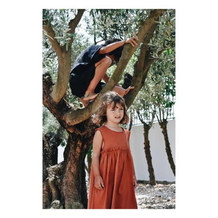 Vestido de algodón orgánico Eugénia Terracotta- Imagen del producto n°1