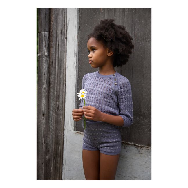 Lacey Organic Pima Cotton Knitted Shorts Blu