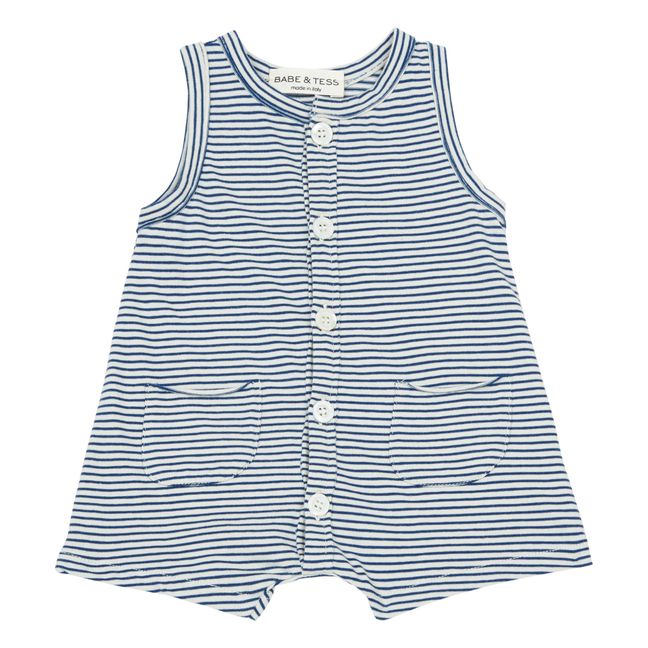 Achille Striped Jersey Playsuit Navy