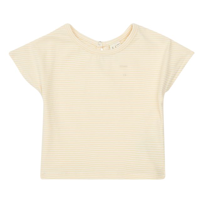 Striped Organic Cotton Baby T-shirt Beige