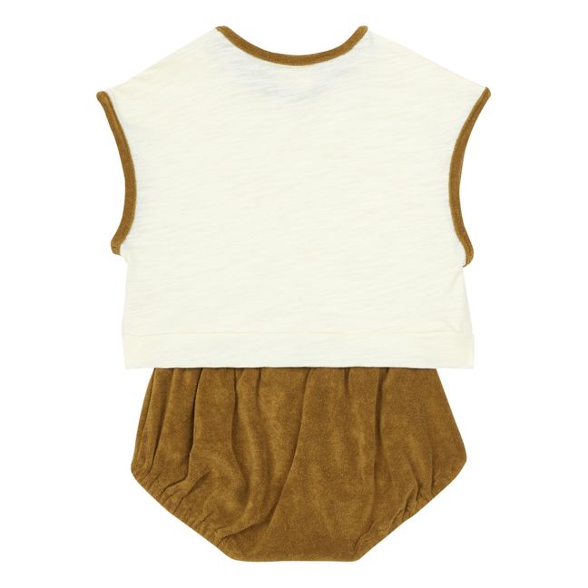 Paulette Curry T-shirt and Bloomers Set - Gamin Gamine x Smallable Exclusive Camel