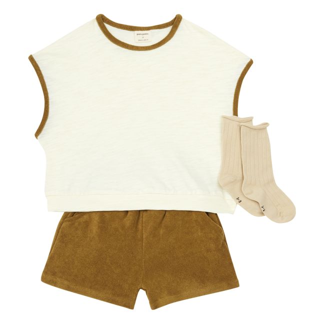 Exclusivité Gamin Gamine x Smallable - Set T-shirt + Short Paulette Curry | Camel