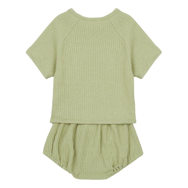 Johnny Pistachio T-shirt and Bloomers Set - Gamin Gamine x Smallable Exclusive Verde Kaki