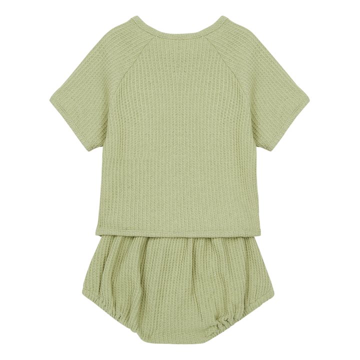 Johnny Pistachio T-shirt and Bloomers Set - Gamin Gamine x Smallable Exclusive | Verde Kaki- Imagen del producto n°2
