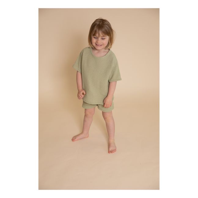 Johnny Pistachio T-shirt and Shorts Set - Gamin Gamine x Smallable Exclusive Verde Kaki
