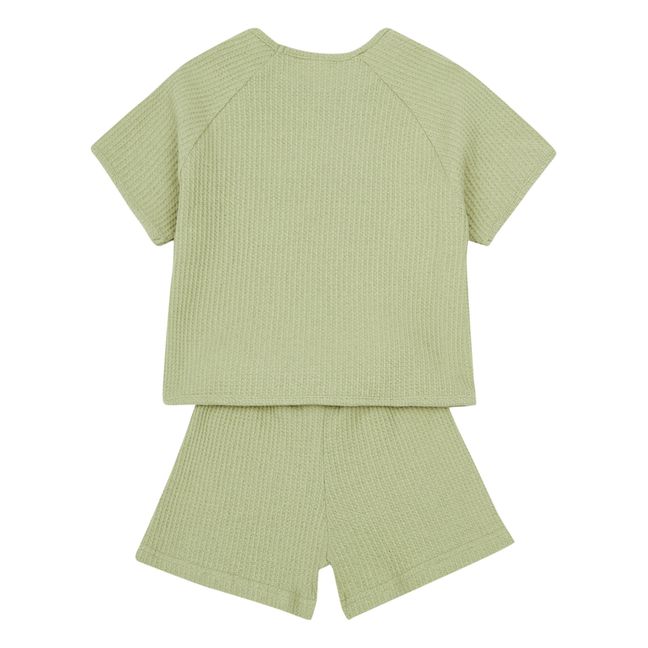 Exklusivität Gamin Gamine x Smallable - Set T-Shirt + Shorts Johnny Pistache | Khaki